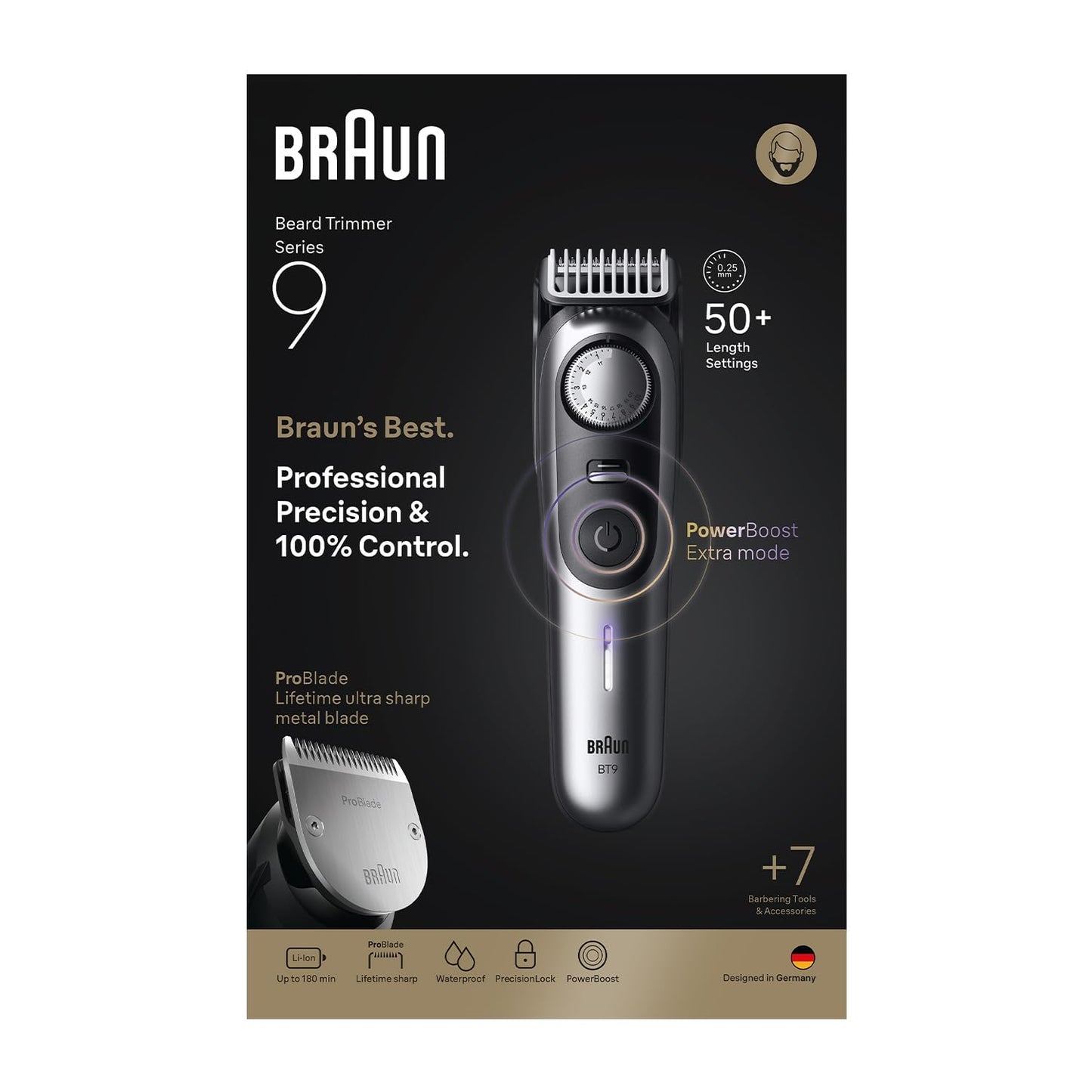 All-in-One Trimmer for Men , Cordless with 180-Min Runtime, Lifetime Sharp Metal Blades, Waterproof, Precision Comb, 50+ Length Settings, Premium Case, 8-in-1