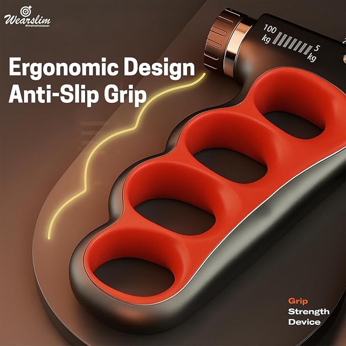 Wearslim Professional Adjustable Grip Strength Trainer with Counter – Hand Grip Strengthener for Forearm, Fingers & Wrist Workout | 5–100kg Resistance | Ergonomic Hand Exerciser for Men & Women