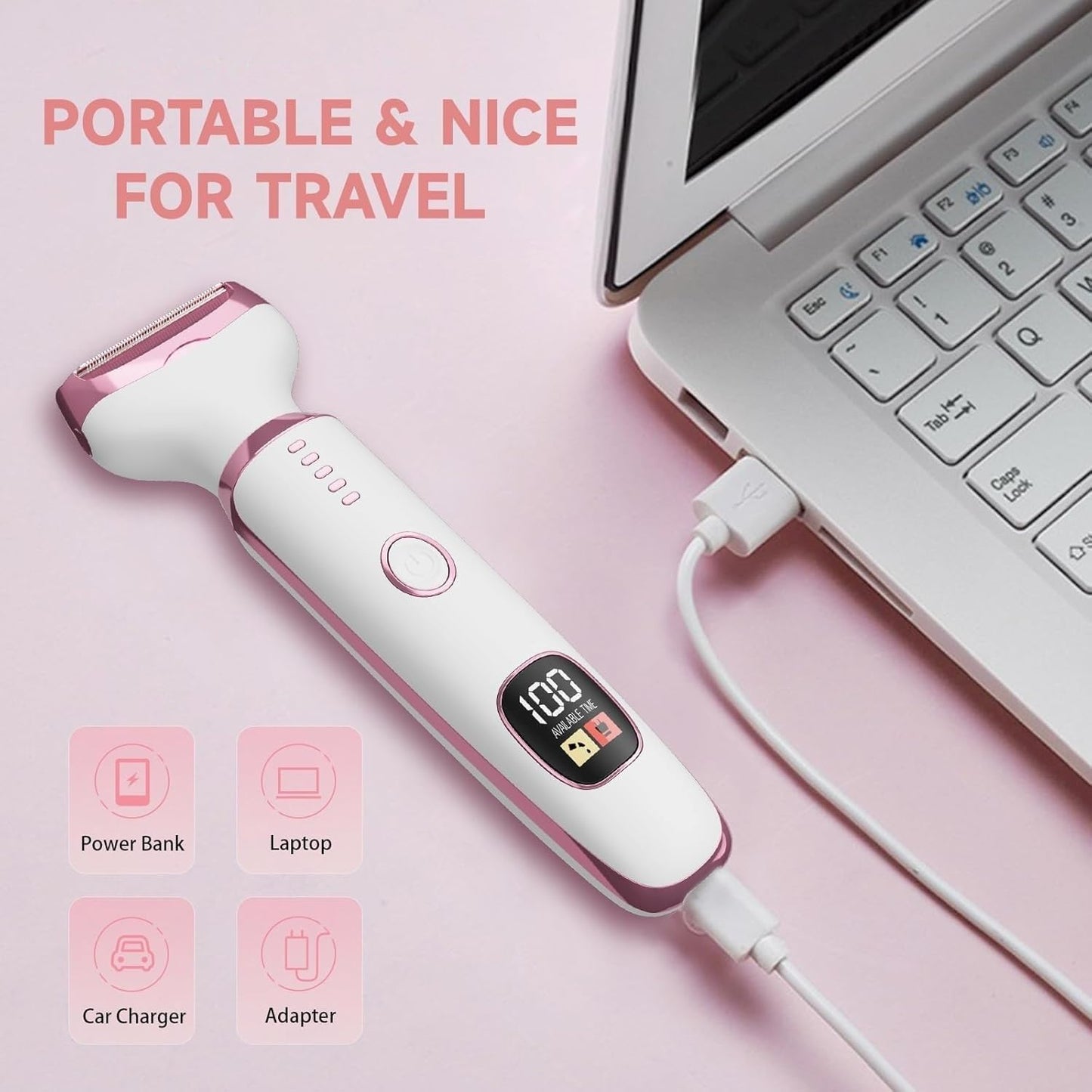 Trimmer for Women 6-in-1 | Bikini Trimmer | Face Hair Removal Machine |(1Year Warranty) | Eyebrow Trimmer for Woman || 120 Min Runtime || Facial Hair Remover for Face, Underarms, Nose, Intimate Areas, Arms, Legs Travel Friendly, Rechargeable (White)