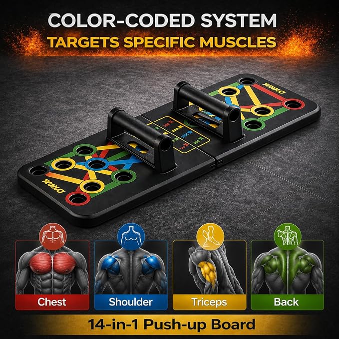 PulGos 15-in-1 Pushup Board for Men & Women | Foldable Gym Equipment for Home Workout | 𝐌𝐮𝐥𝐭𝐢- 𝐅𝐮𝐧𝐜𝐭𝐢𝐨𝐧 Push Up Stand for Chest, Triceps, Shoulders & Back | Portable Home Gym Training Kit
