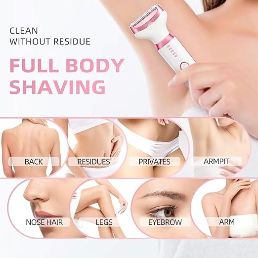 Trimmer for Women 6-in-1 | Bikini Trimmer | Face Hair Removal Machine |(1Year Warranty) | Eyebrow Trimmer for Woman || 120 Min Runtime || Facial Hair Remover for Face, Underarms, Nose, Intimate Areas, Arms, Legs Travel Friendly, Rechargeable (White)