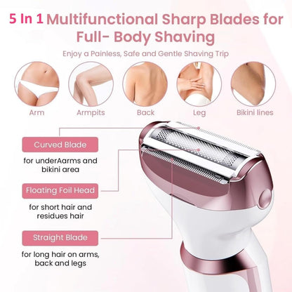 Trimmer for Women 6-in-1 | Bikini Trimmer | Face Hair Removal Machine |(1Year Warranty) | Eyebrow Trimmer for Woman || 120 Min Runtime || Facial Hair Remover for Face, Underarms, Nose, Intimate Areas, Arms, Legs Travel Friendly, Rechargeable (White)