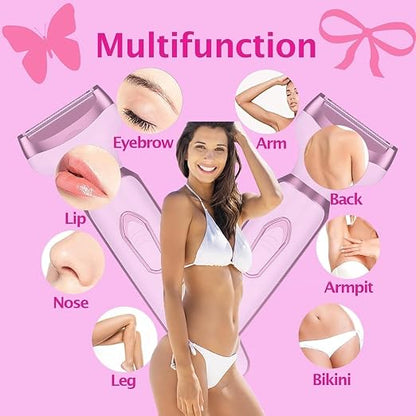 Trimmer for Women 6-in-1 | Bikini Trimmer | Face Hair Removal Machine |(1Year Warranty) | Eyebrow Trimmer for Woman || 120 Min Runtime || Facial Hair Remover for Face, Underarms, Nose, Intimate Areas, Arms, Legs Travel Friendly, Rechargeable (White)