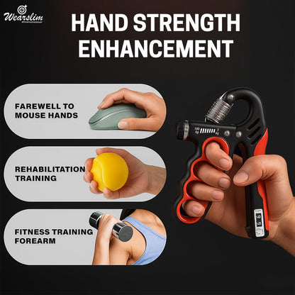 Wearslim Professional Adjustable Grip Strength Trainer with Counter – Hand Grip Strengthener for Forearm, Fingers & Wrist Workout | 5–100kg Resistance | Ergonomic Hand Exerciser for Men & Women