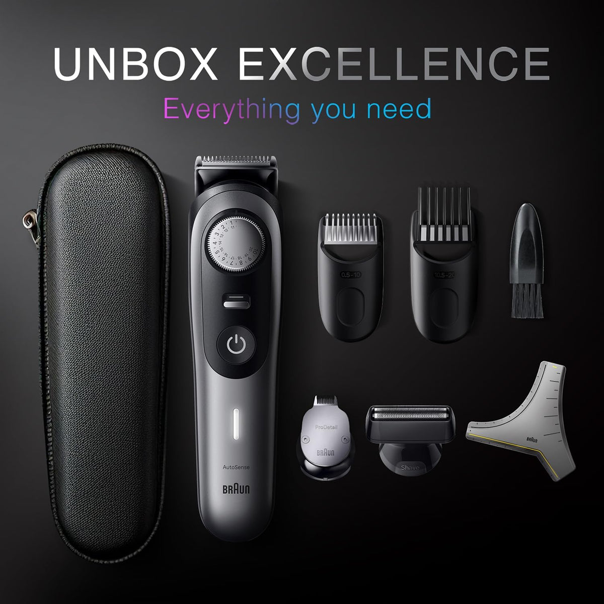 All-in-One Trimmer for Men , Cordless with 180-Min Runtime, Lifetime Sharp Metal Blades, Waterproof, Precision Comb, 50+ Length Settings, Premium Case, 8-in-1