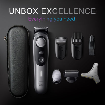 All-in-One Trimmer for Men , Cordless with 180-Min Runtime, Lifetime Sharp Metal Blades, Waterproof, Precision Comb, 50+ Length Settings, Premium Case, 8-in-1