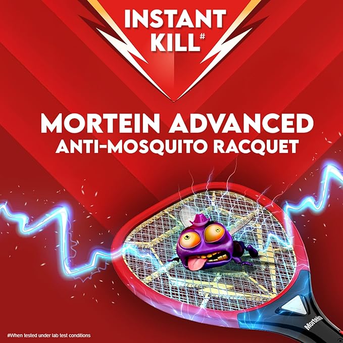 Mortein Advanced Anti-Mosquito Racquet | Mosquito Bat | Electric Fly Swatter | Mosquito Killer Racket | Bat to Hit Mosquito, Multicolor