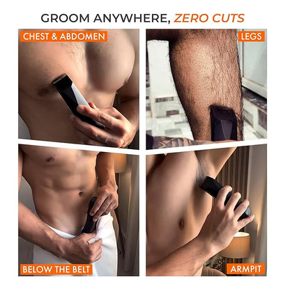 Full Body Trimmer for Men- Safest Body & Private Part Trimmer - Pubic Hair Groomer, Underarm - Waterproof, Ceramic Blades, Rechargeable with Wireless Fast Charging,Black